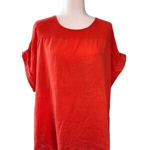 Bellambria Orange Linen Top Size 2X‎ Short Sleeve Italy